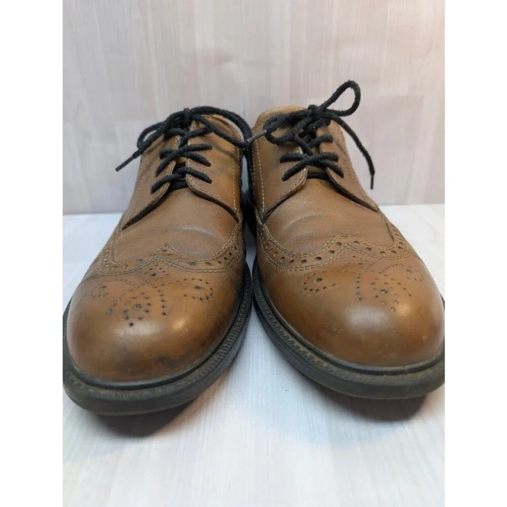 Ecco Mens Oxford Dress Shoes Brown Wingtip Brogue Leather Size 11 UK 44